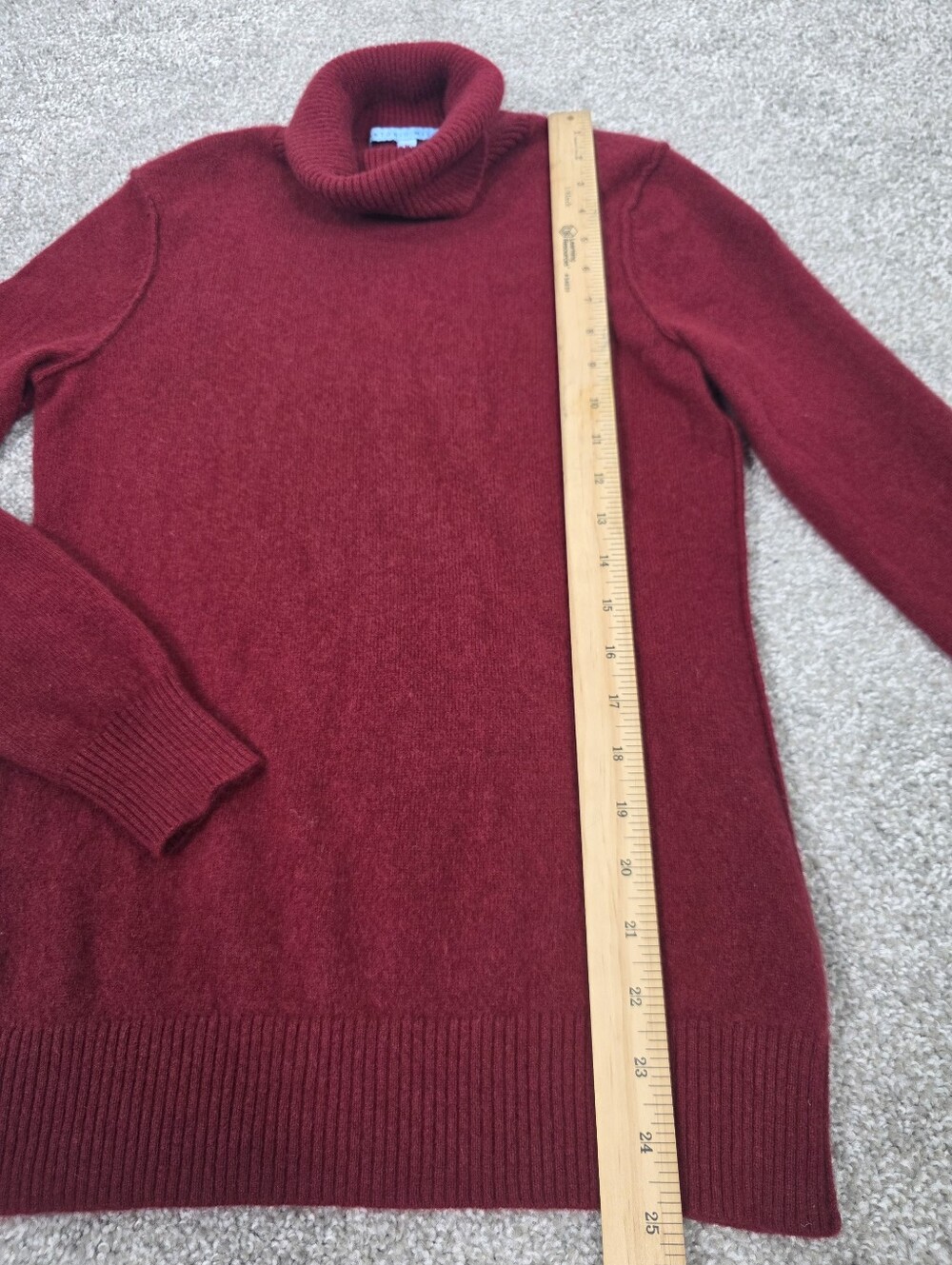 Antonio Melani 100% Fuzzy Cashmere Garnet Red Turtleneck Sweater M Quiet Luxury - Picture 11 of 14